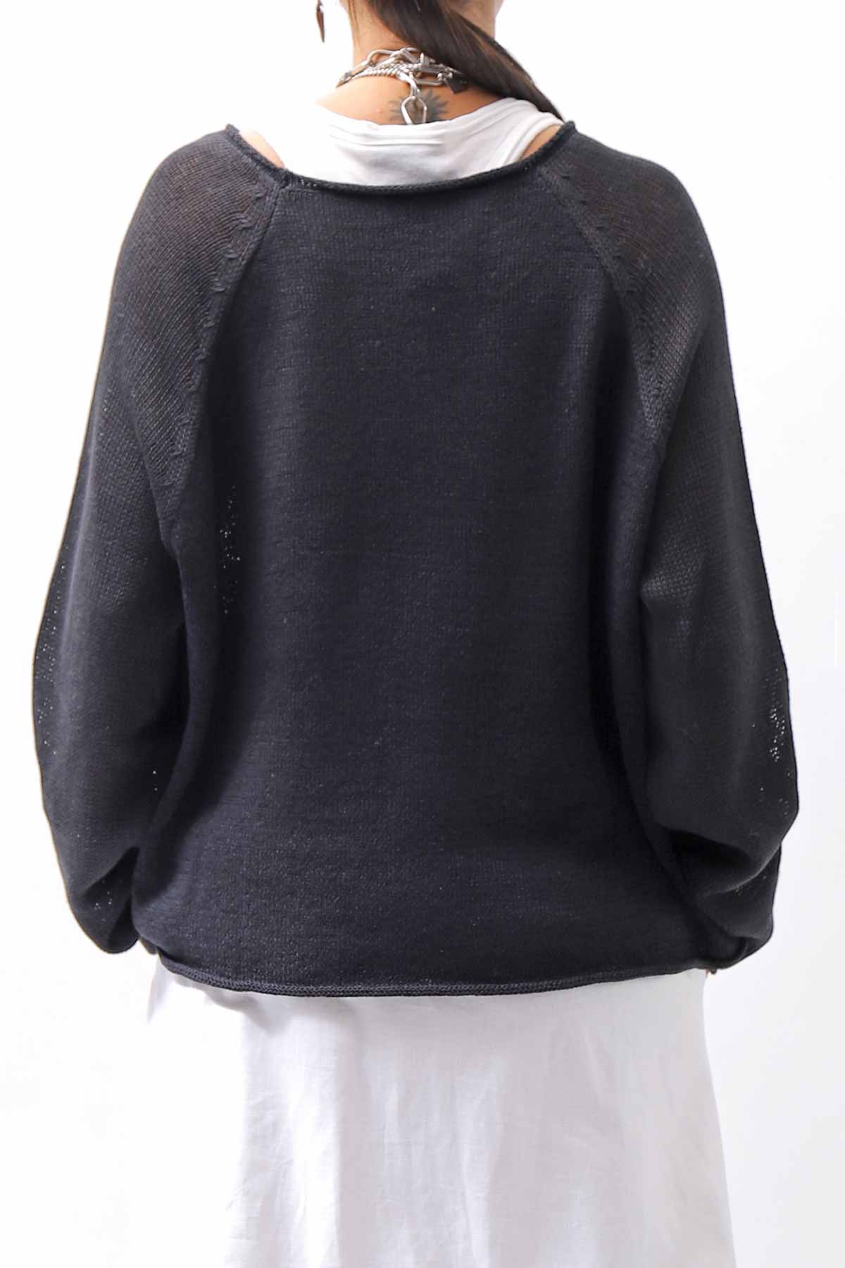 【RUNDHOLZ】 LINEN&amp;COTTON KNIT TOPS _BLACK