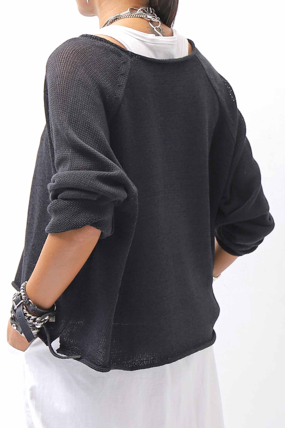 【RUNDHOLZ】 LINEN&amp;COTTON KNIT TOPS _BLACK