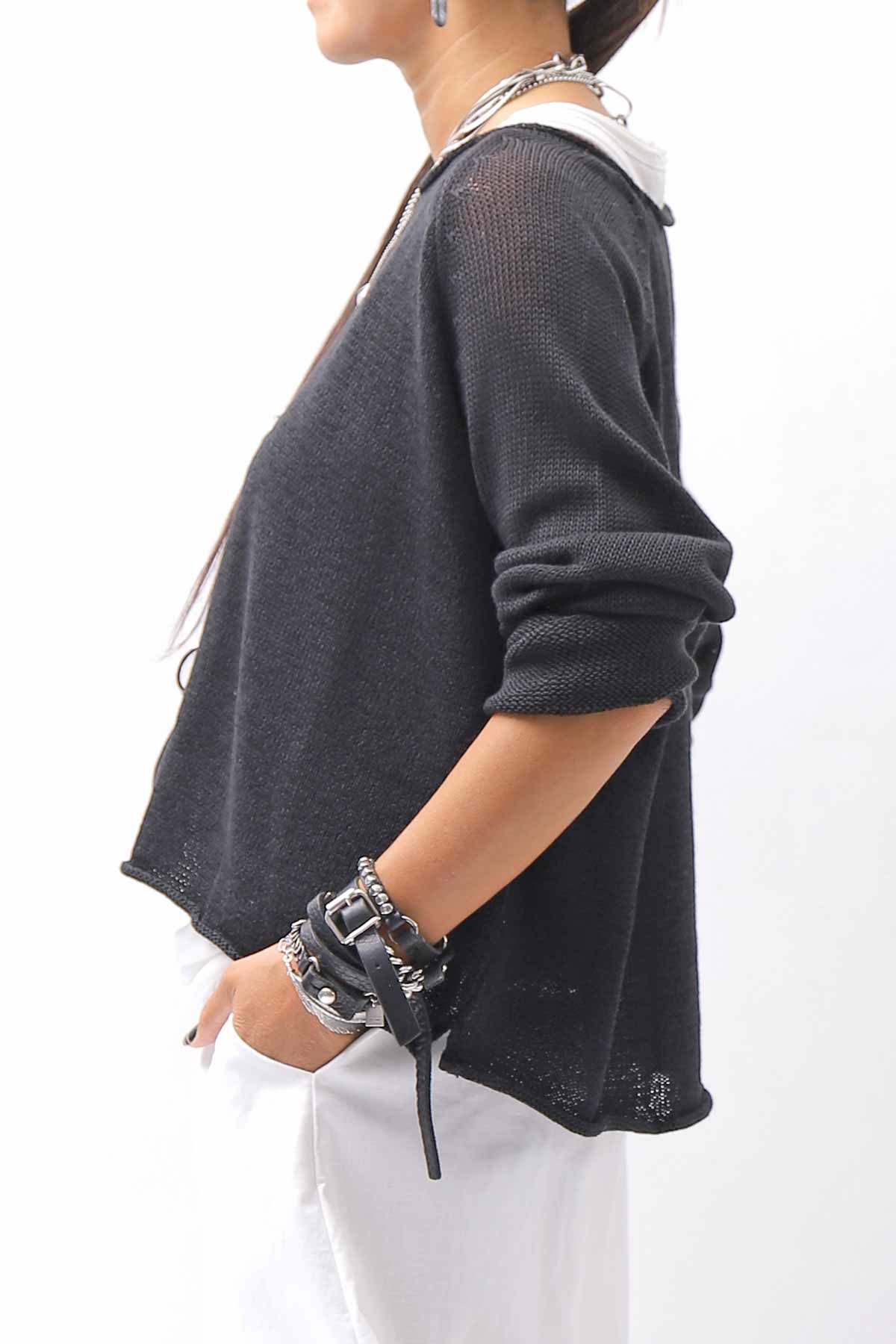 【RUNDHOLZ】 LINEN&amp;COTTON KNIT TOPS _BLACK