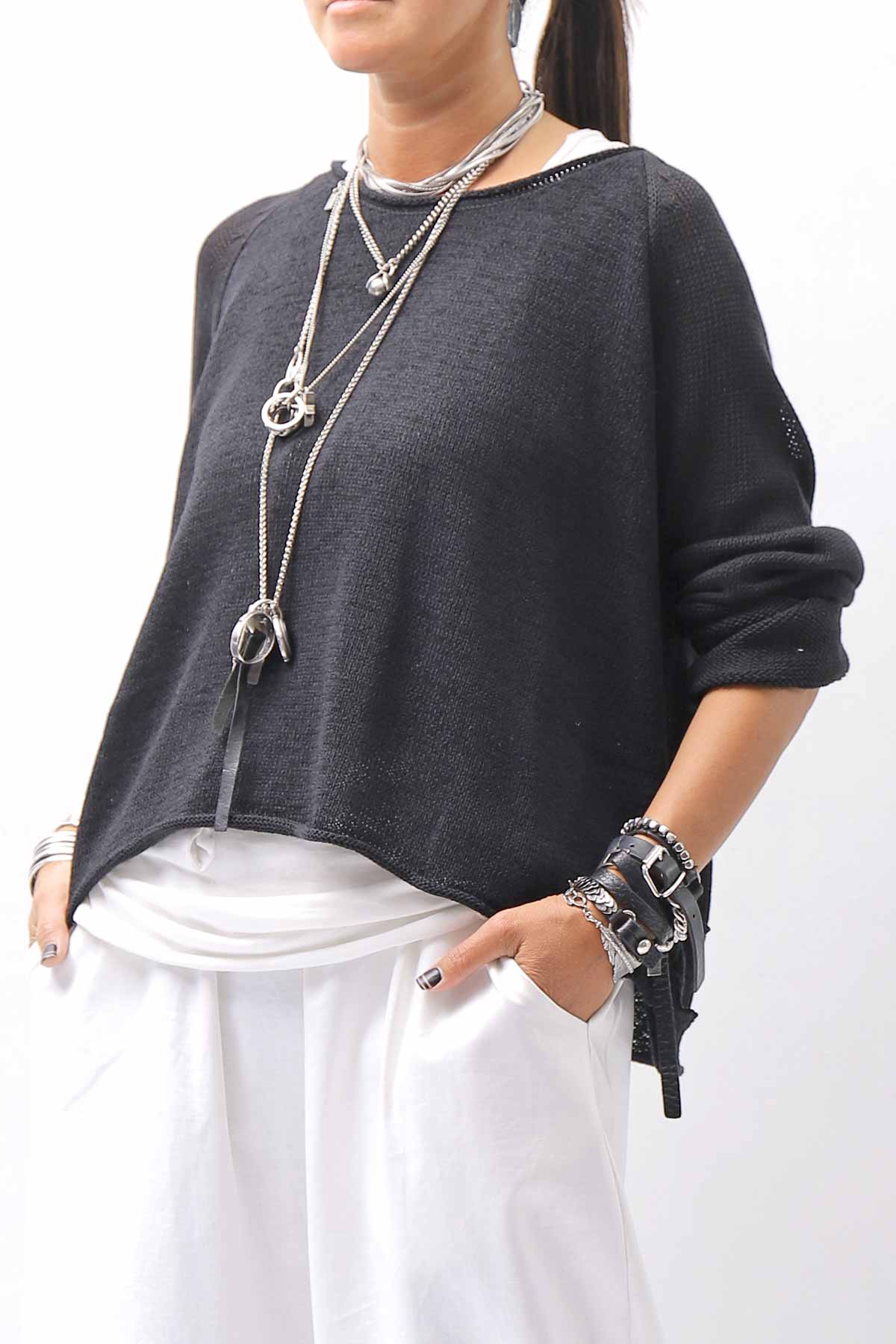 【RUNDHOLZ】 LINEN&amp;COTTON KNIT TOPS _BLACK