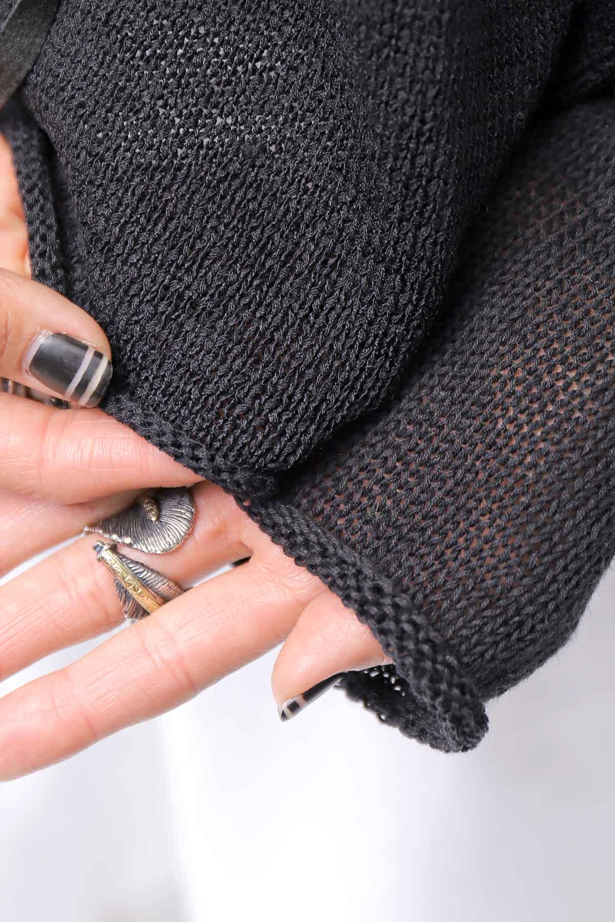 【RUNDHOLZ】 LINEN&amp;COTTON KNIT TOPS _BLACK