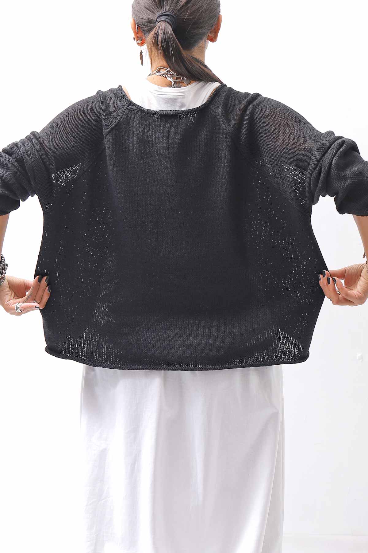 【RUNDHOLZ】 LINEN&amp;COTTON KNIT TOPS _BLACK