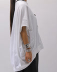 【bajra】 UNISEX BACK DRAPE HALF SLEEVE TOPS 160QK05_WHITE