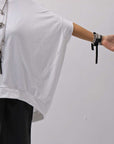 【bajra】 UNISEX BACK DRAPE HALF SLEEVE TOPS 160QK05_WHITE