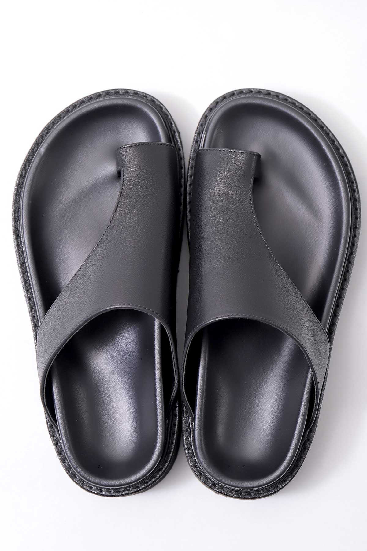 【Alès Dacchia】 UNISEX LEATHER TONG CITY SANDAL_BLACK