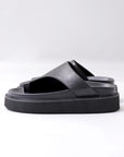 【Alès Dacchia】 UNISEX LEATHER TONG CITY SANDAL_BLACK