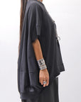 【bajra】 UNISEX BACK DRAPE HALF SLEEVE TOPS 160QK05_BLACK