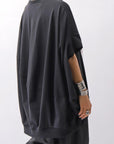 【bajra】 UNISEX BACK DRAPE HALF SLEEVE TOPS 160QK05_BLACK