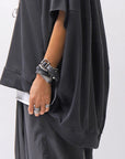 【bajra】 UNISEX BACK DRAPE HALF SLEEVE TOPS 160QK05_BLACK