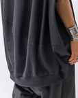 【bajra】 UNISEX BACK DRAPE HALF SLEEVE TOPS 160QK05_BLACK