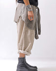 【studio b3】 UNISEX LIGHT COTTON PANTS WITH WAIST SHIRT NB2099_SAND OLD DYE