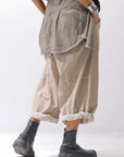 【studio b3】 UNISEX LIGHT COTTON PANTS WITH WAIST SHIRT NB2099_SAND OLD DYE