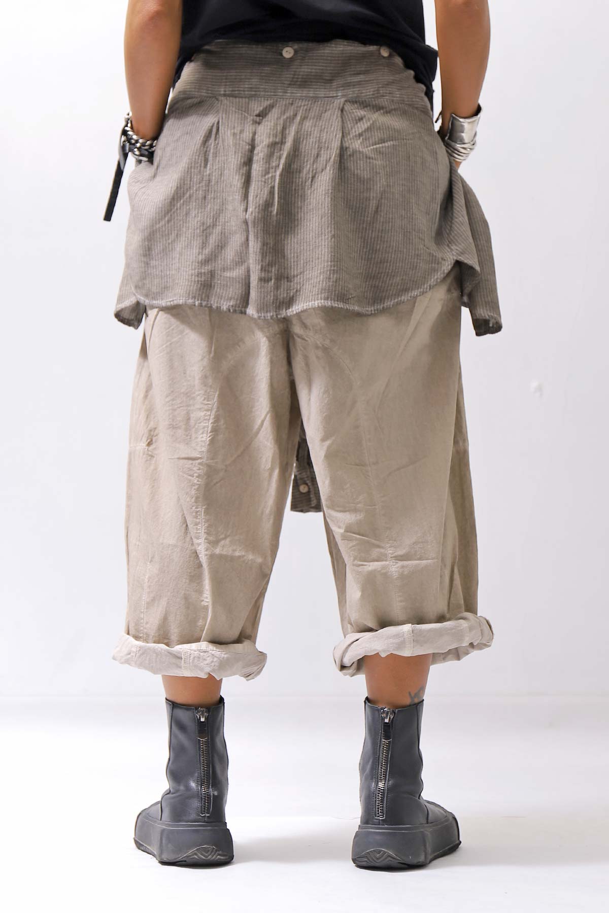 【studio b3】 UNISEX LIGHT COTTON PANTS WITH WAIST SHIRT NB2099_SAND OLD DYE
