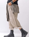 【studio b3】 UNISEX LIGHT COTTON PANTS WITH WAIST SHIRT NB2099_SAND OLD DYE