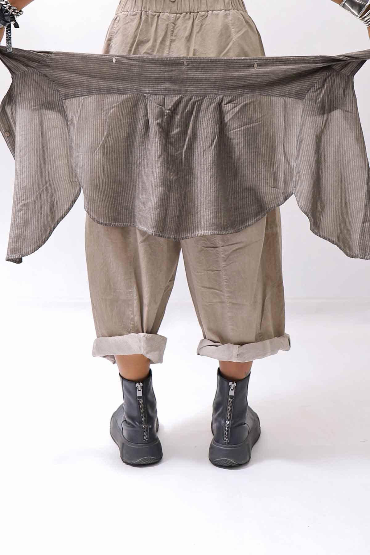【studio b3】 UNISEX LIGHT COTTON PANTS WITH WAIST SHIRT NB2099_SAND OLD DYE