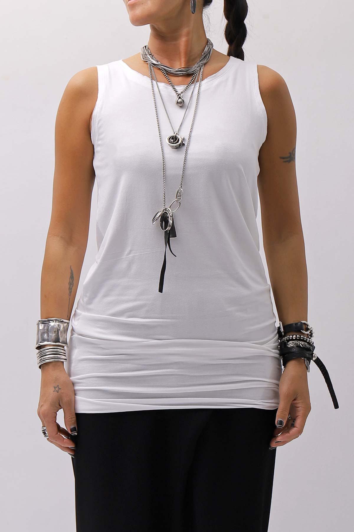 【bajra】 STRETCH INNER LONG TANK TOP BLACK&amp;WHITE SET 160QK02