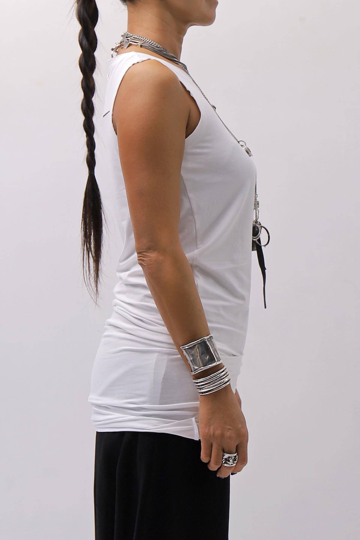 【bajra】 STRETCH INNER LONG TANK TOP BLACK&amp;WHITE SET 160QK02