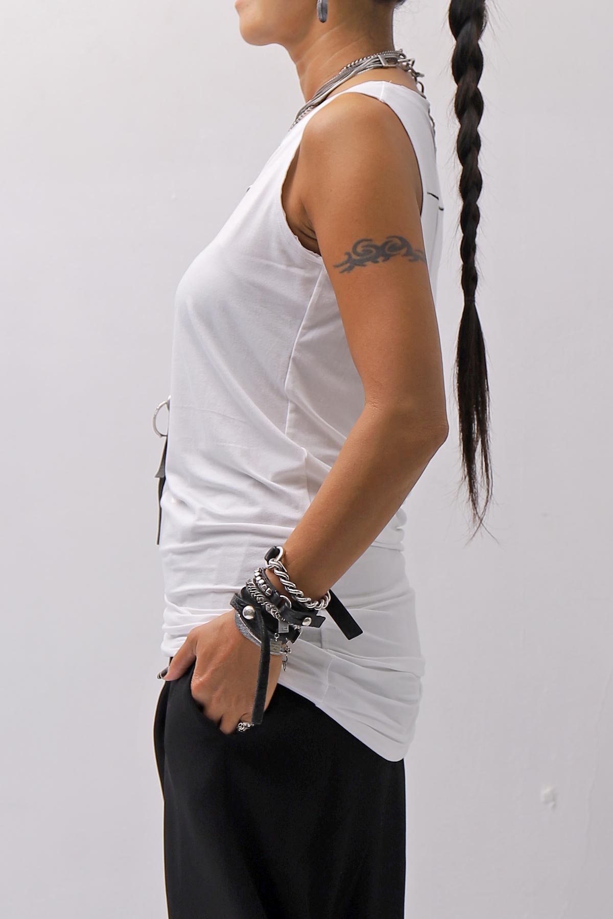 【bajra】 STRETCH INNER LONG TANK TOP BLACK&amp;WHITE SET 160QK02