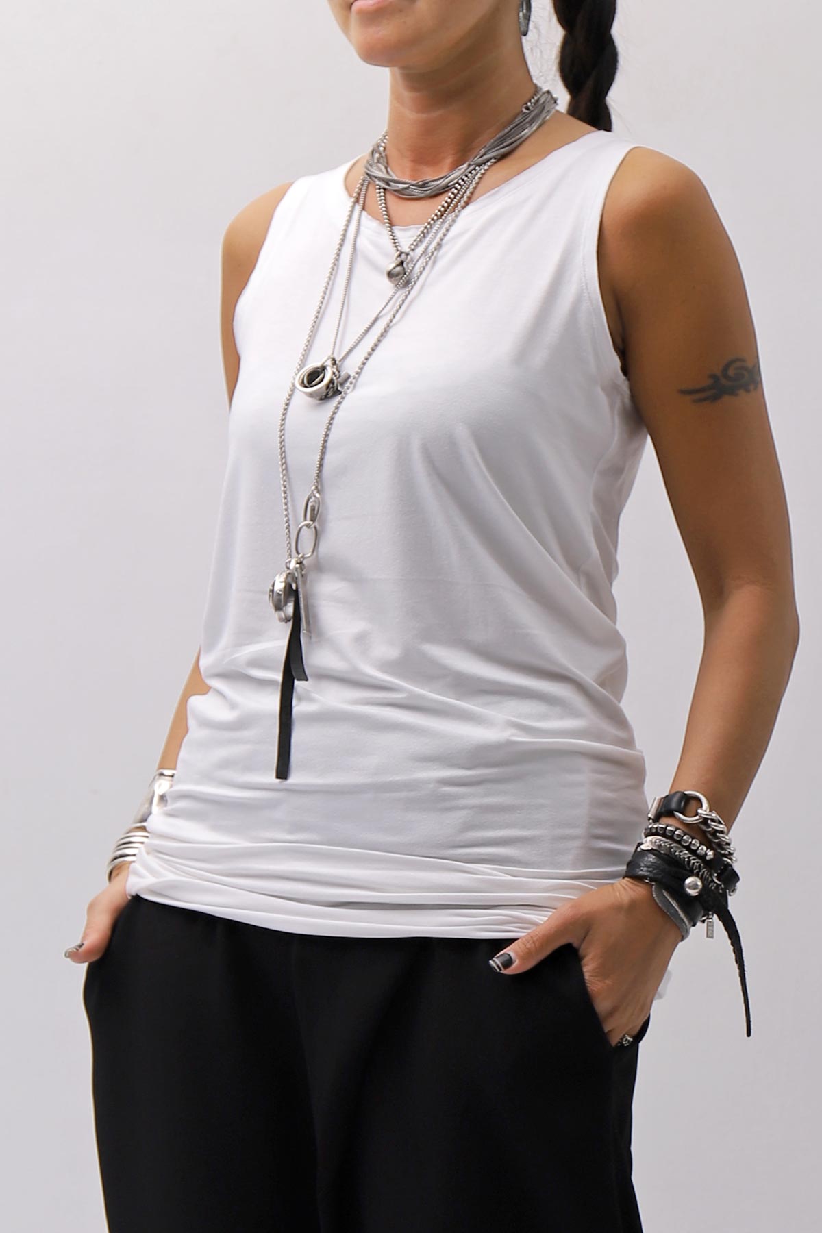 【bajra】 STRETCH INNER LONG TANK TOP BLACK&amp;WHITE SET 160QK02