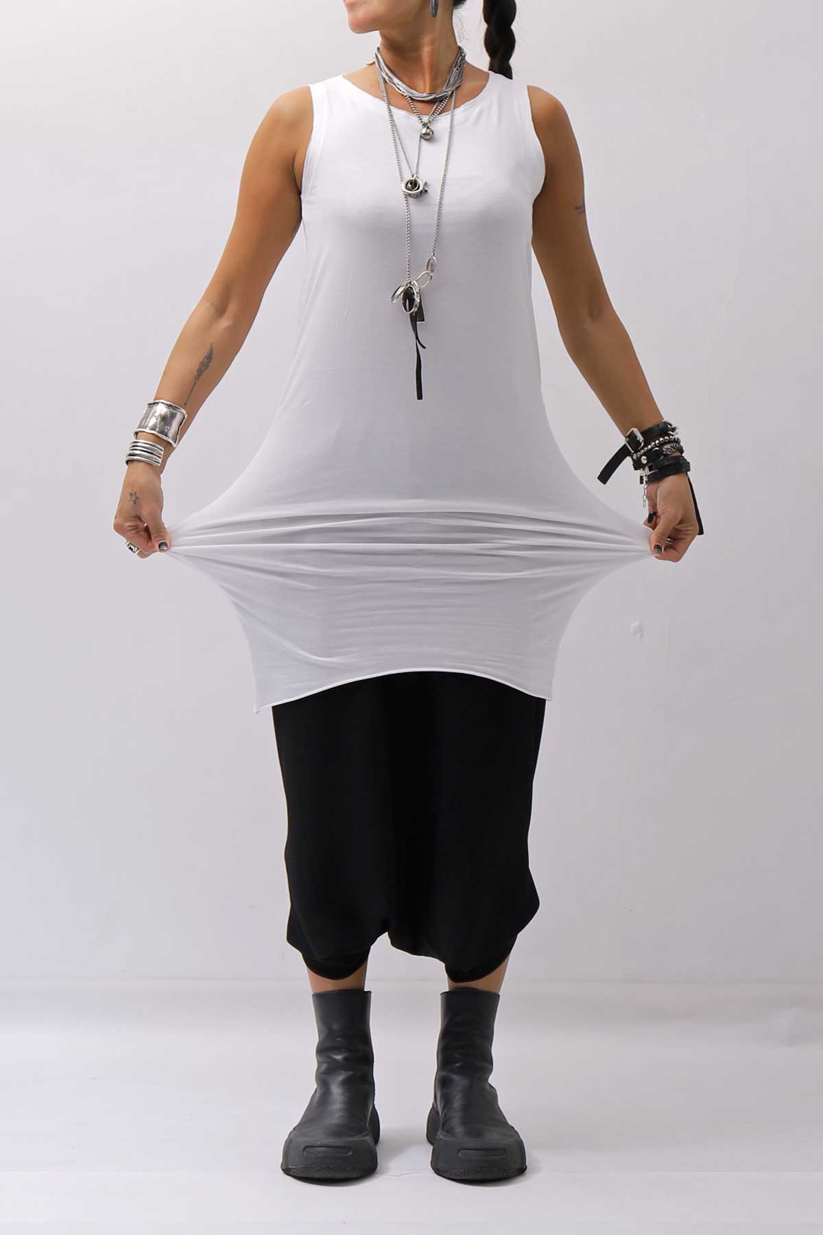 【bajra】 STRETCH INNER LONG TANK TOP BLACK&amp;WHITE SET 160QK02