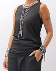 【bajra】 STRETCH INNER LONG TANK TOP BLACK&WHITE SET 160QK02