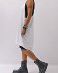 【NOSTRASANTISSIMA】 OPEN BACK LIGHT SWEAT COVER LONG TANK TOP M142_WHITE