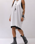 【NOSTRASANTISSIMA】 OPEN BACK LIGHT SWEAT COVER LONG TANK TOP M142_WHITE