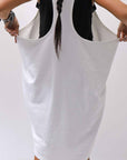 【NOSTRASANTISSIMA】 OPEN BACK LIGHT SWEAT COVER LONG TANK TOP M142_WHITE