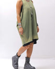 【NOSTRASANTISSIMA】 OPEN BACK LIGHT SWEAT COVER LONG TANK TOP M142_GREEN FADE
