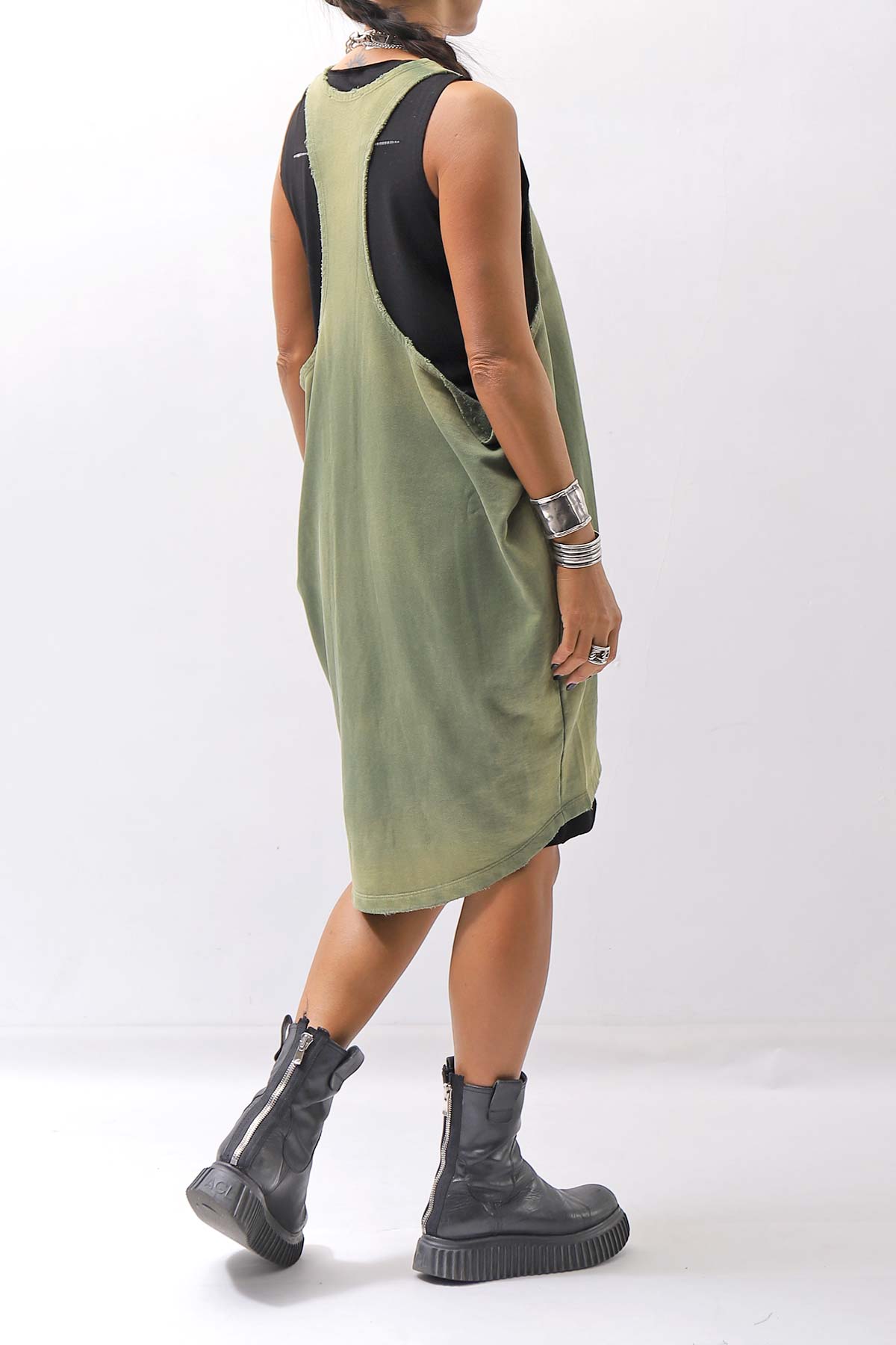 【NOSTRASANTISSIMA】 OPEN BACK LIGHT SWEAT COVER LONG TANK TOP M142_GREEN FADE