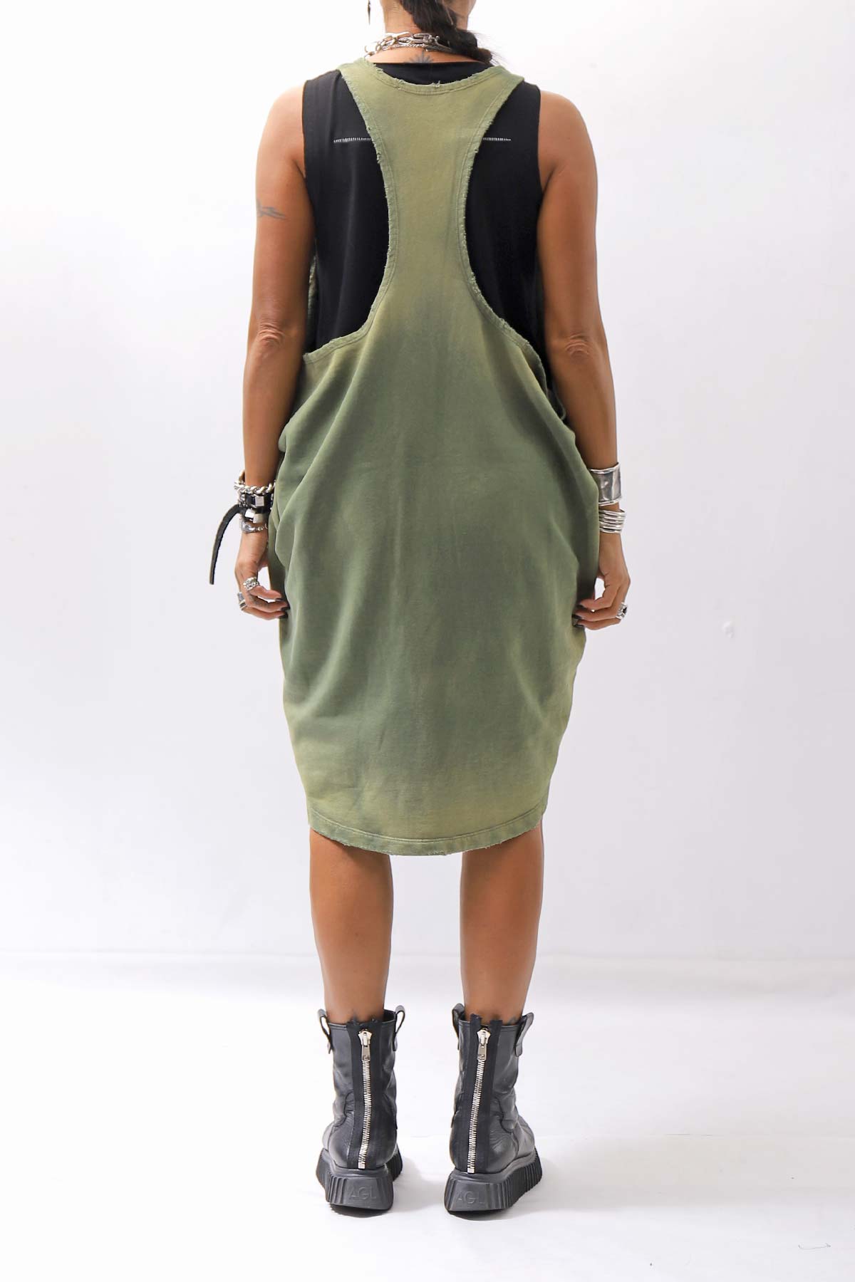 【NOSTRASANTISSIMA】 OPEN BACK LIGHT SWEAT COVER LONG TANK TOP M142_GREEN FADE