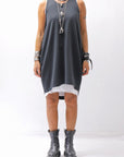 【NOSTRASANTISSIMA】 OPEN BACK LIGHT SWEAT COVER LONG TANK TOP M142_BLACK