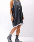【NOSTRASANTISSIMA】 OPEN BACK LIGHT SWEAT COVER LONG TANK TOP M142_BLACK