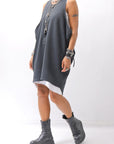 【NOSTRASANTISSIMA】 OPEN BACK LIGHT SWEAT COVER LONG TANK TOP M142_BLACK
