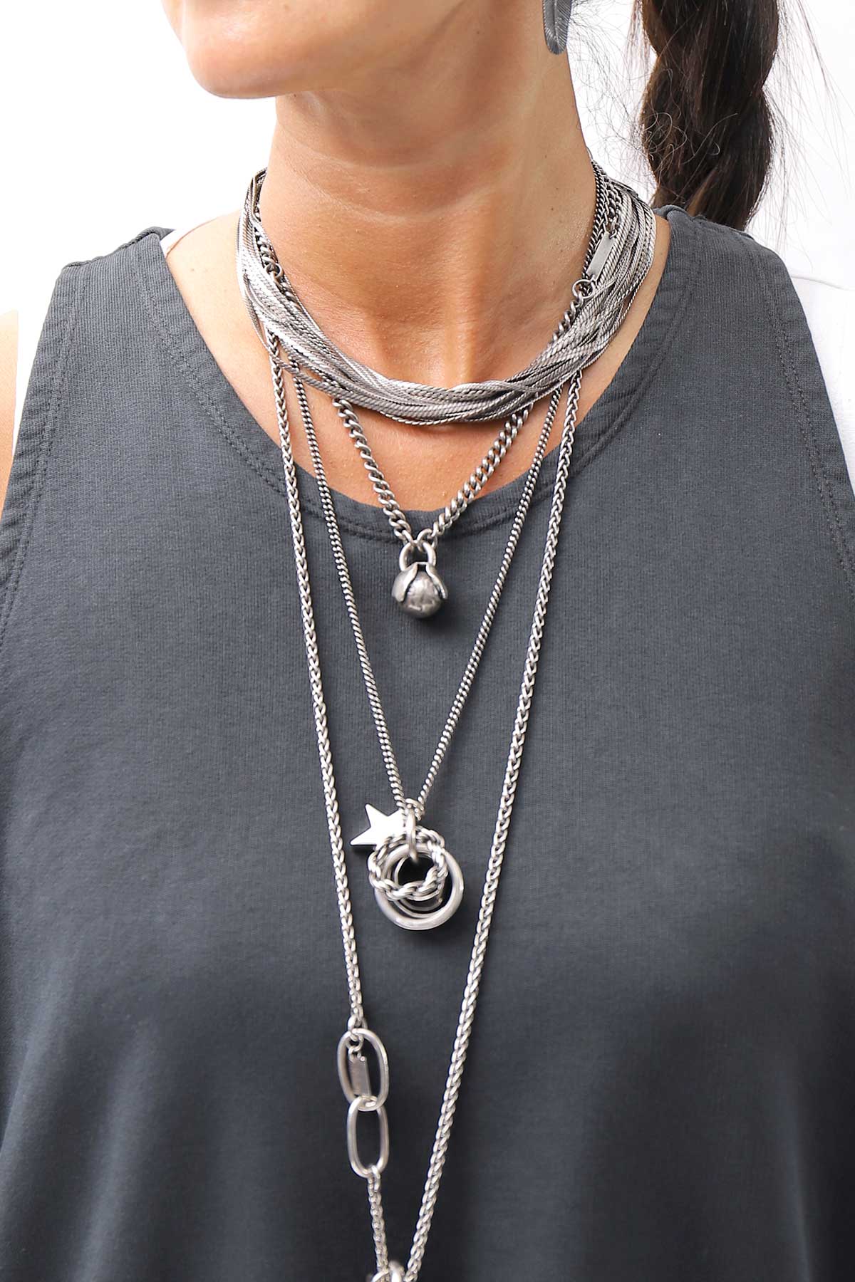 【NOSTRASANTISSIMA】 OPEN BACK LIGHT SWEAT COVER LONG TANK TOP M142_BLACK