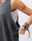 【NOSTRASANTISSIMA】 OPEN BACK LIGHT SWEAT COVER LONG TANK TOP M142_BLACK