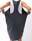 【NOSTRASANTISSIMA】 OPEN BACK LIGHT SWEAT COVER LONG TANK TOP M142_BLACK