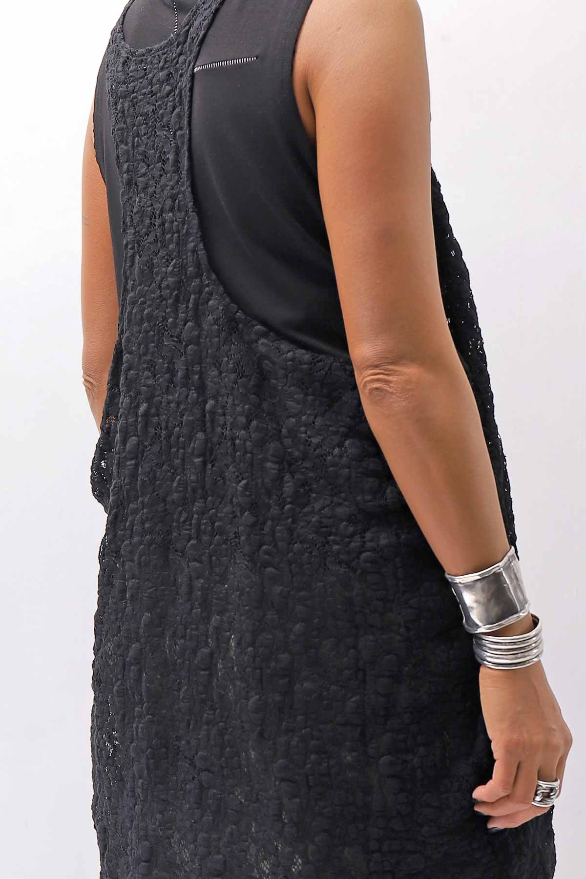 【NOSTRASANTISSIMA】 STRETCH COTTON LACY COVER TANK TOP C152_BLACK