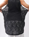 【NOSTRASANTISSIMA】 STRETCH COTTON LACY COVER TANK TOP C152_BLACK