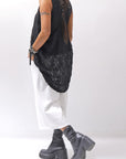【NOSTRASANTISSIMA】 STRETCH COTTON LACY COVER TANK TOP C152_BLACK