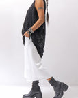 【NOSTRASANTISSIMA】 STRETCH COTTON LACY COVER TANK TOP C152_BLACK