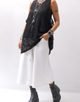 【NOSTRASANTISSIMA】 STRETCH COTTON LACY COVER TANK TOP C152_BLACK
