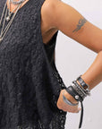 【NOSTRASANTISSIMA】 STRETCH COTTON LACY COVER TANK TOP C152_BLACK