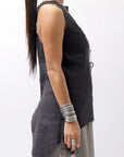 【Primordial is Primitive】 BACK CROSSED TANK TOP 413LS_BLACK