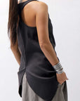 【Primordial is Primitive】 BACK CROSSED TANK TOP 413LS_BLACK