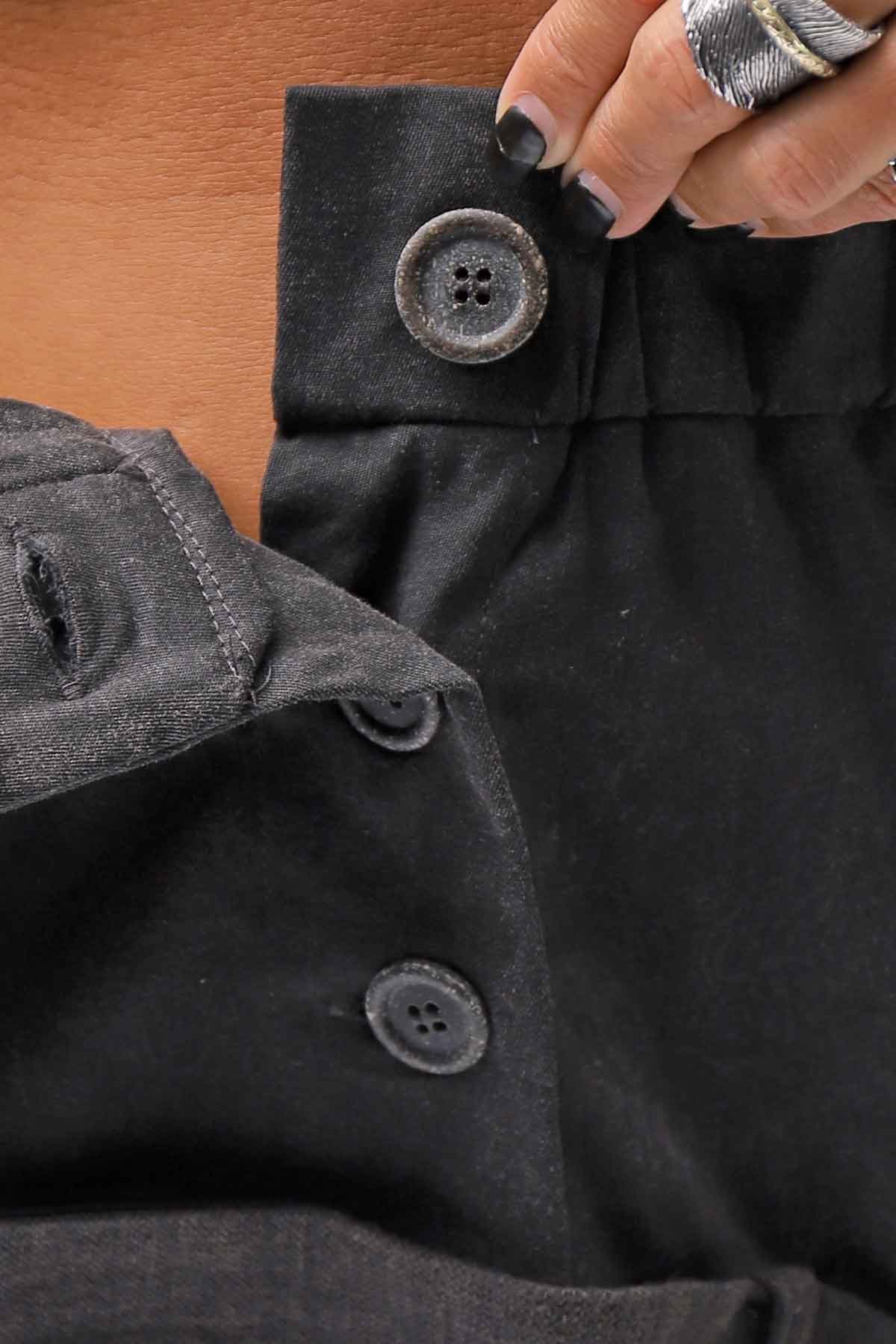 【studio b3】 UNSEX WRINKLE LINEN&amp;COTTON BOX SARROUEL PANTS RBB1974_FADE BLACK