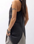 【Primordial is Primitive】 BACK CROSSED TANK TOP 413LS_BLACK