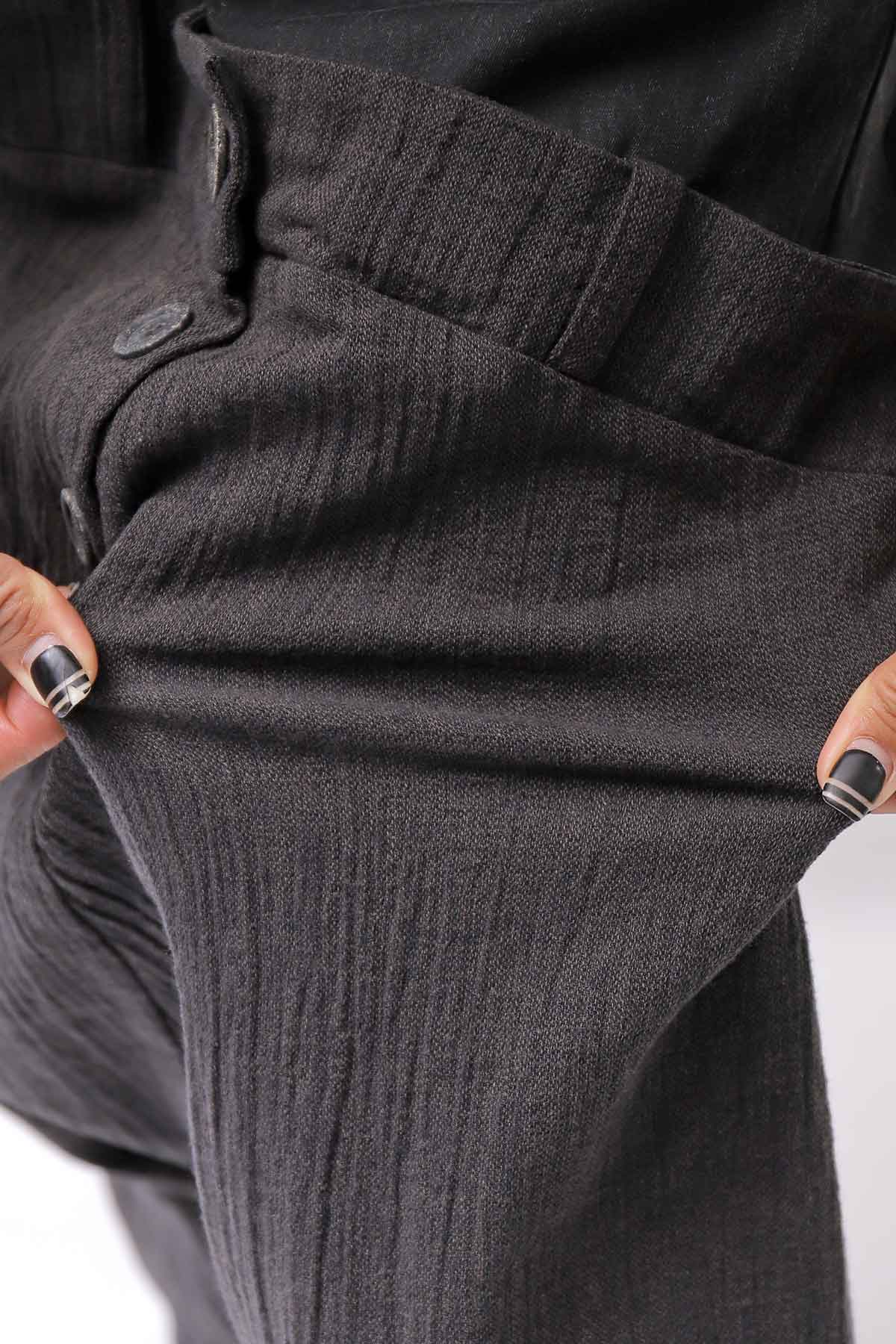 【studio b3】 UNSEX WRINKLE LINEN&amp;COTTON BOX SARROUEL PANTS RBB1974_FADE BLACK