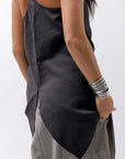 【Primordial is Primitive】 BACK CROSSED TANK TOP 413LS_BLACK