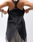 【Primordial is Primitive】 BACK CROSSED TANK TOP 413LS_BLACK